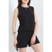 Şortlu Ayrobin takım siyah