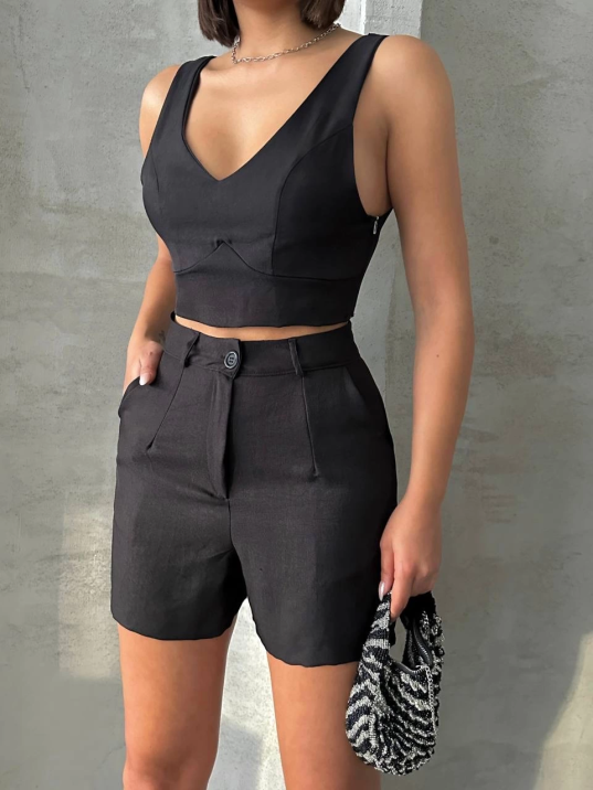 Şortlu keten takım s255014 Şortlu keten takım s255014