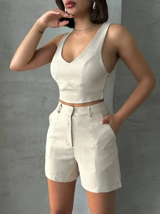 Şortlu Keten Takım S255014 Şortlu Keten Takım S255014