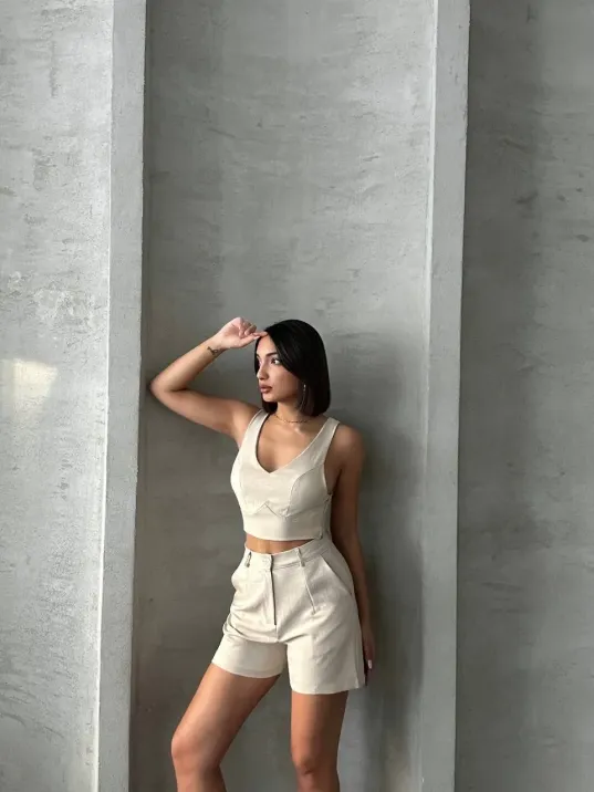 Şortlu Keten Takım S255014 Şortlu Keten Takım S255014