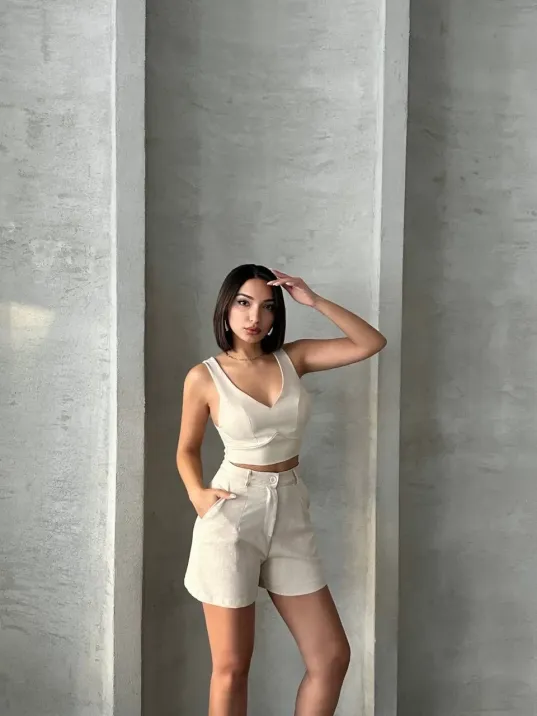 Şortlu Keten Takım S255014 Şortlu Keten Takım S255014