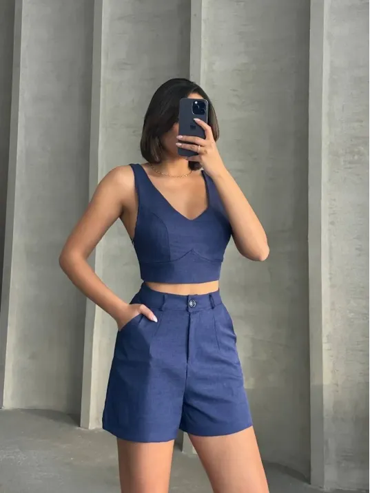 Şortlu Keten Takım S255014