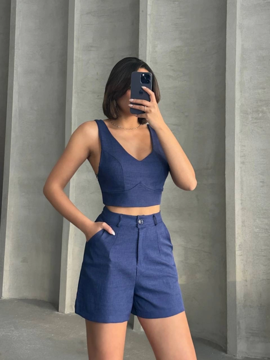 Şortlu keten takım s255014