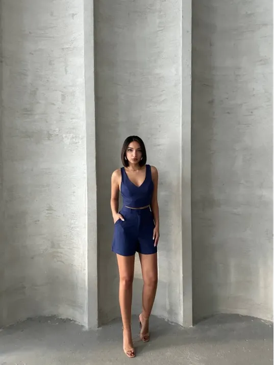 Şortlu Keten Takım S255014