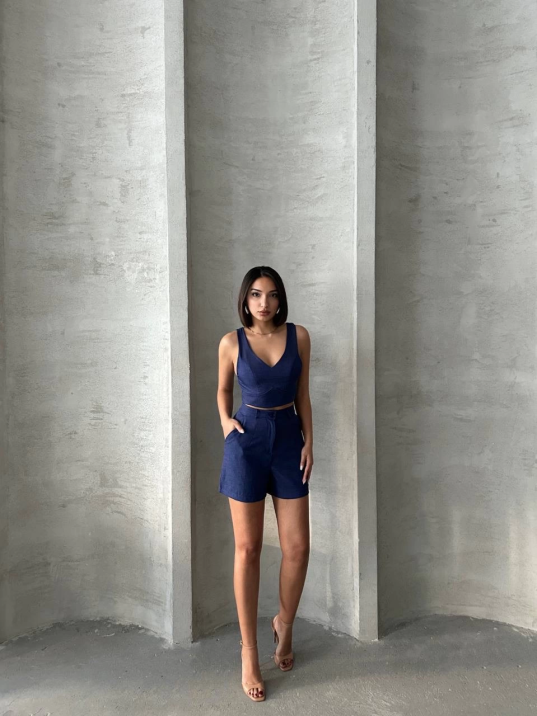 Şortlu keten takım s255014