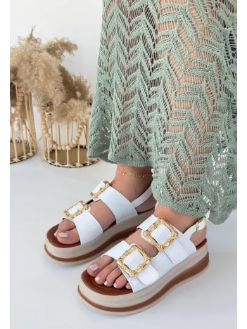 Stan Beyaz Cilt Sandalet Stan Beyaz Cilt Sandalet