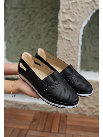 Stemi Siyah Cilt Babet Ayakkabı Stemi Siyah Cilt Babet Ayakkabı