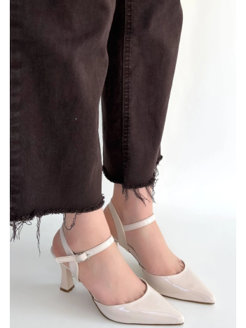 Suden Bej Rugan Topuklu Ayakkabı