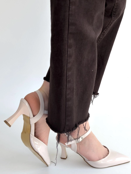 Suden Bej Rugan Topuklu Ayakkabı