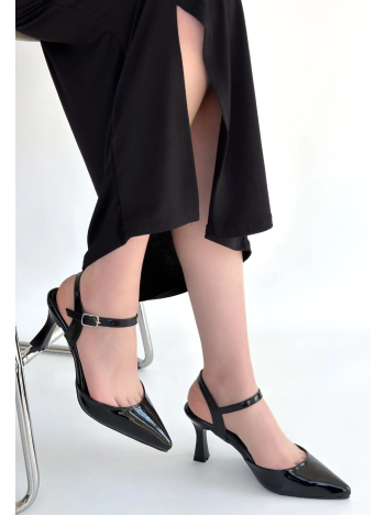 Suden Siyah Rugan Topuklu Ayakkabı