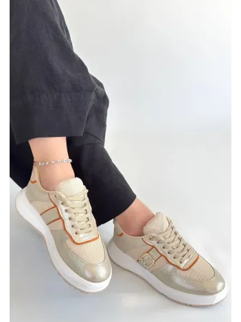 Tanwe Bej Cilt Bağcıklı Spor Ayakkabı Tanwe Bej Cilt Bağcıklı Spor Ayakkabı
