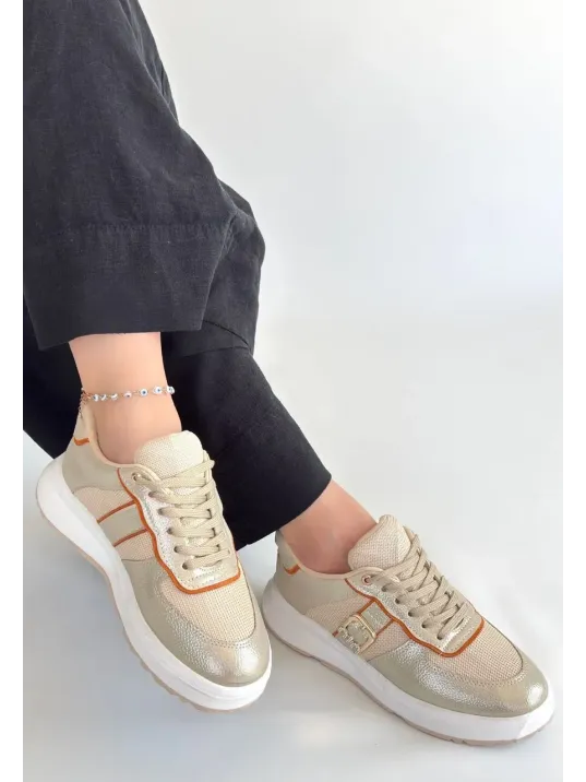 Tanwe Bej Cilt Bağcıklı Spor Ayakkabı Tanwe Bej Cilt Bağcıklı Spor Ayakkabı