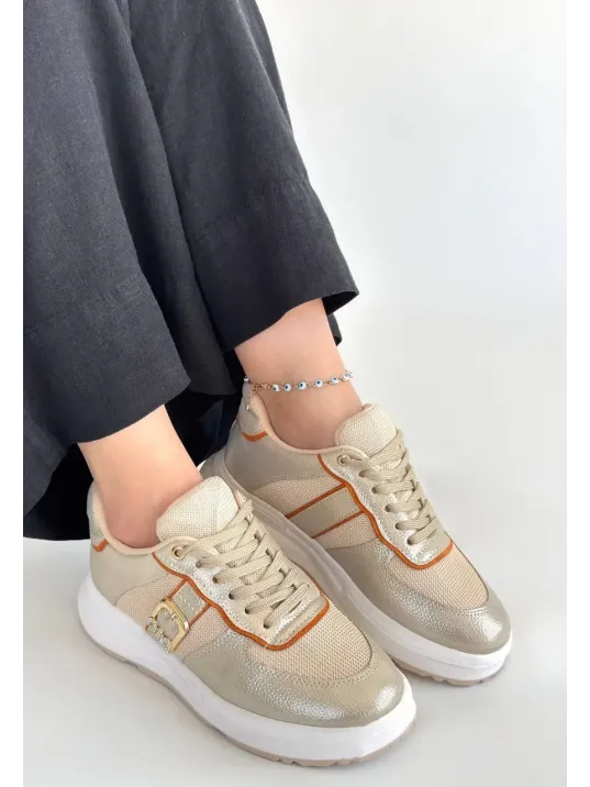 Tanwe Bej Cilt Bağcıklı Spor Ayakkabı Tanwe Bej Cilt Bağcıklı Spor Ayakkabı