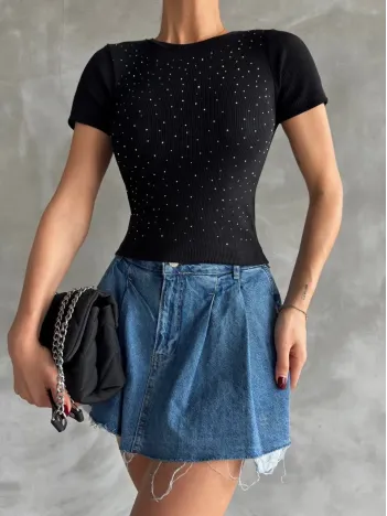 Taş Baskılı Kaş Korse Bluz