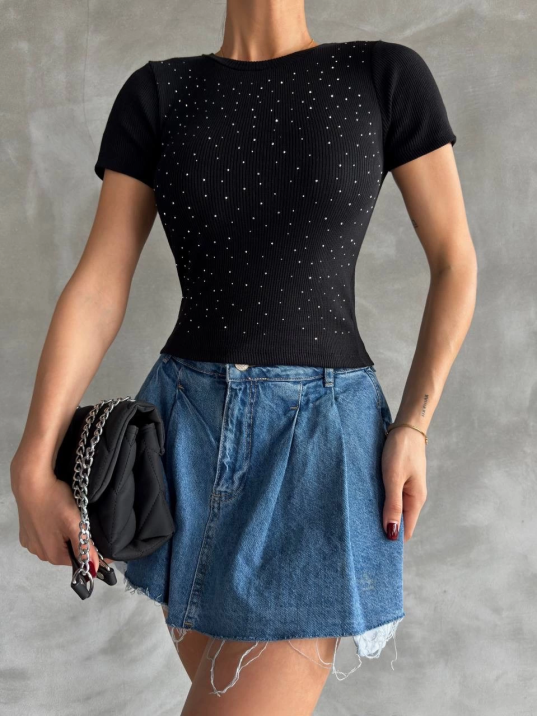 Taş baskılı kaş korse bluz Taş baskılı kaş korse bluz