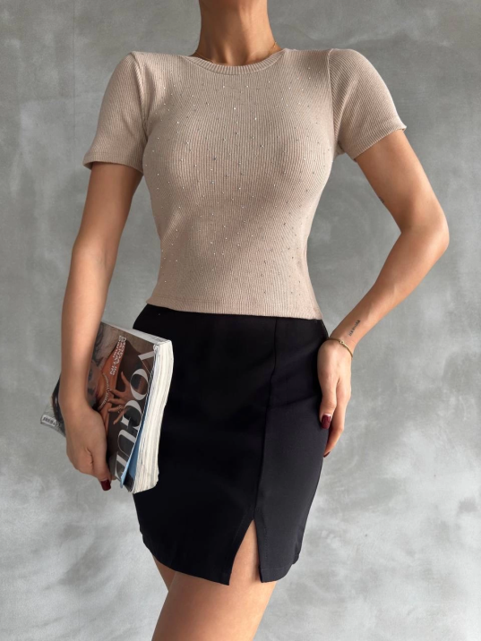 Taş baskılı kaş korse bluz Taş baskılı kaş korse bluz