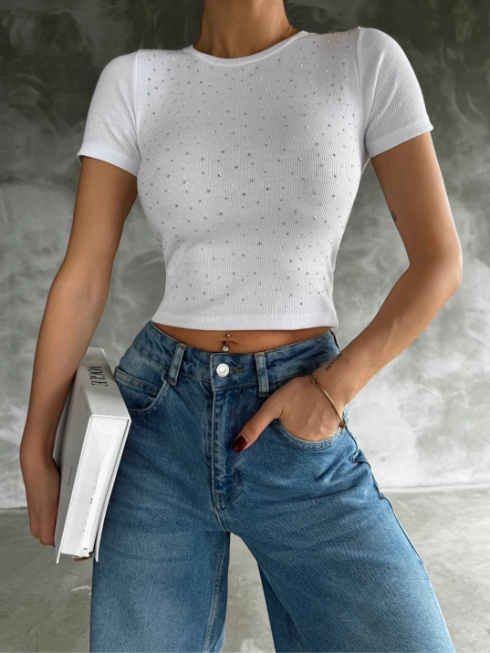 Taş baskılı kaş korse bluz Taş baskılı kaş korse bluz