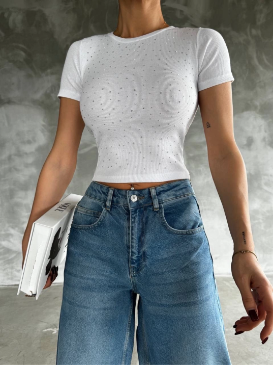 Taş baskılı kaş korse bluz Taş baskılı kaş korse bluz