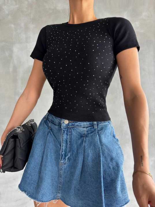 Taş baskılı kaş korse bluz Taş baskılı kaş korse bluz