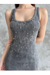 Taşlı Askılı Elbise