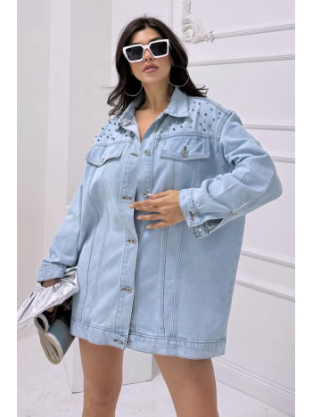 Taşlı Kot Ceket Antrasit