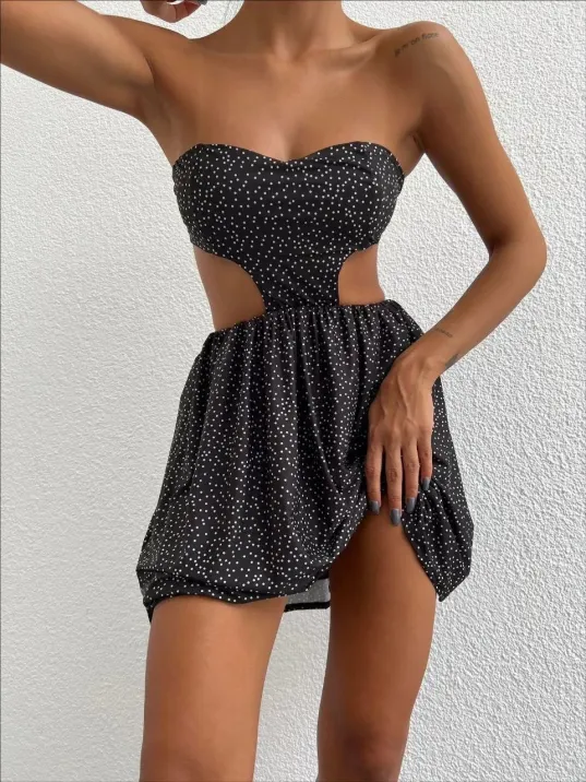 Taşlı Straplez Elbise