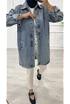 Taşlı Tunik Ceket Kar Yıkama Orta Mavi D2516