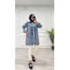Taşlı tunik ceket kar yıkamalı mavi d2516