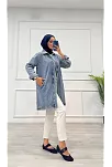 Taşlı Tunik Ceket Kar Yıkamalı Mavi D2516