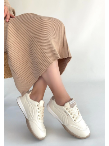 Tawen Bej Cilt Bağcıklı Spor Ayakkabı Tawen Bej Cilt Bağcıklı Spor Ayakkabı