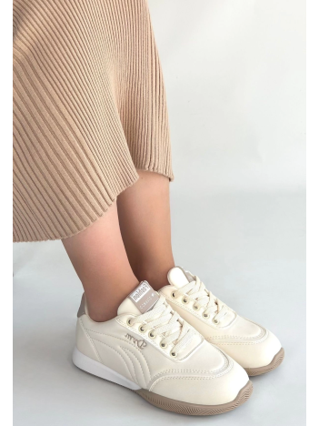 Tawen Bej Cilt Bağcıklı Spor Ayakkabı Tawen Bej Cilt Bağcıklı Spor Ayakkabı