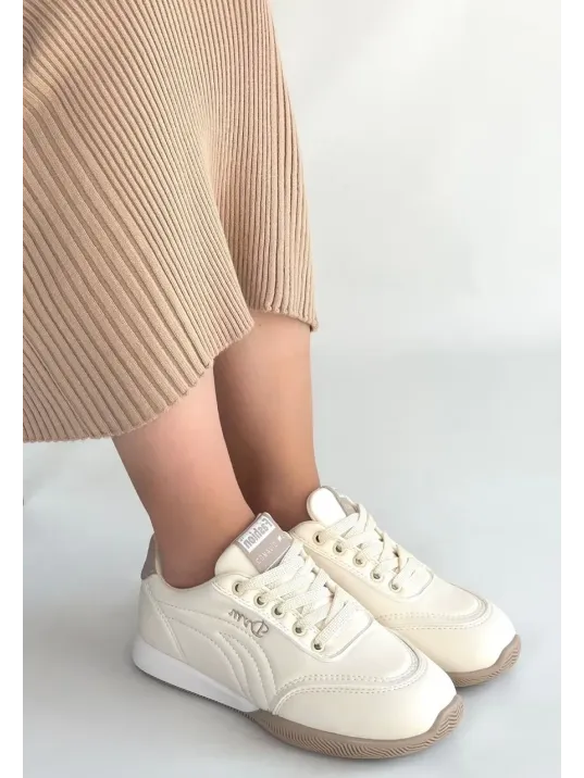 Tawen Bej Cilt Bağcıklı Spor Ayakkabı Tawen Bej Cilt Bağcıklı Spor Ayakkabı