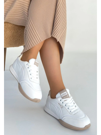 Tawen Beyaz Cilt Bağcıklı Spor Ayakkabı