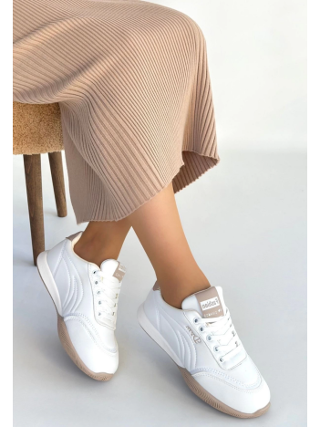 Tawen Beyaz Cilt Bağcıklı Spor Ayakkabı