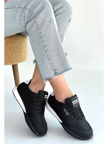 Tawen Siyah Cilt Bağcıklı Spor Ayakkabı