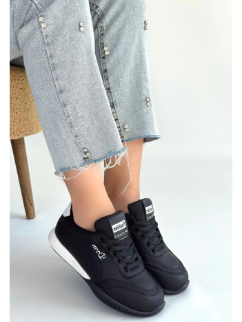 Tawen Siyah Cilt Bağcıklı Spor Ayakkabı