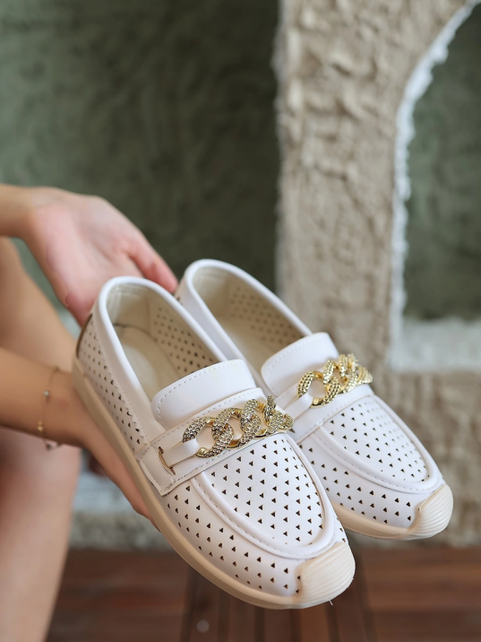 Tawin Beyaz Cilt Babet Ayakkabı Tawin Beyaz Cilt Babet Ayakkabı