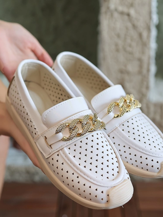 Tawin Beyaz Cilt Babet Ayakkabı Tawin Beyaz Cilt Babet Ayakkabı