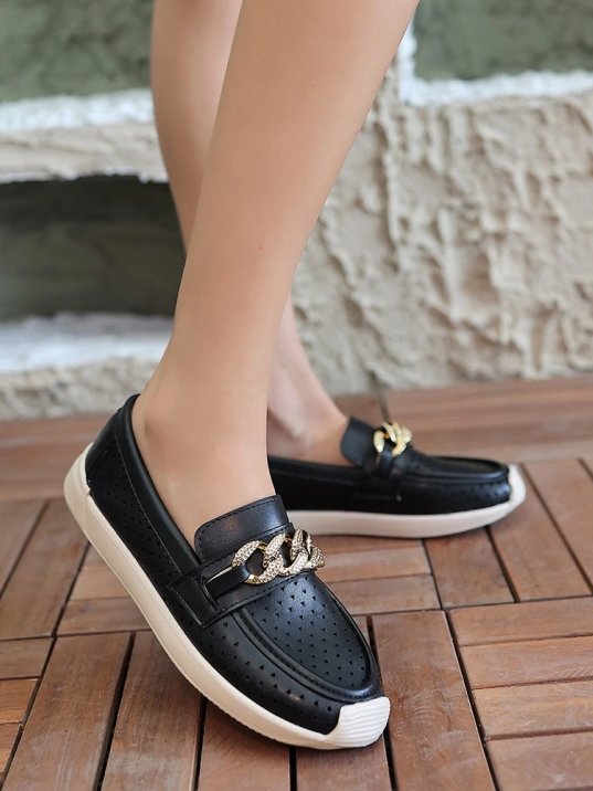 Tawin Siyah Cilt Babet Ayakkabı Tawin Siyah Cilt Babet Ayakkabı