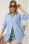 Tek Cepli Müslin Gömlek Mavi Pt