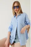 Tek Cepli Müslin Gömlek Mavi Pt