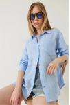 Tek Cepli Müslin Gömlek Mavi Pt Tek Cepli Müslin Gömlek Mavi Pt