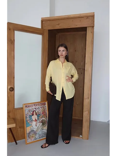 Tek Cepli Müslin Gömlek Sarı
