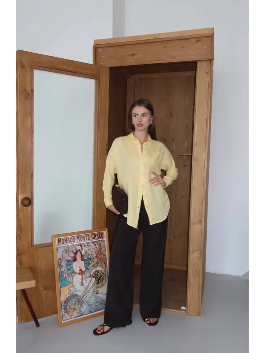 Tek Cepli Müslin Gömlek Sarı
