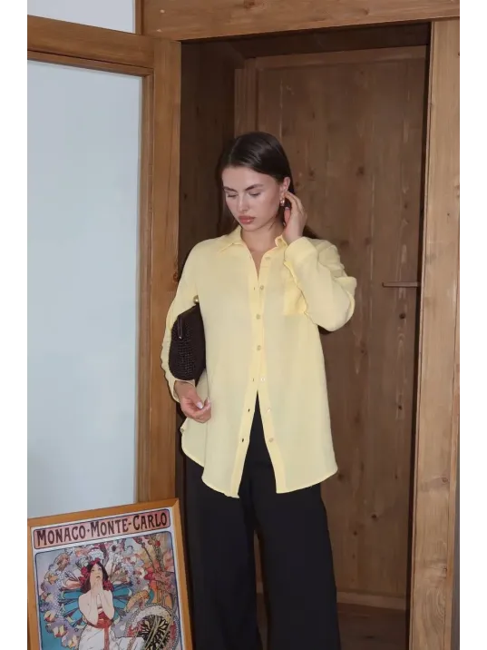 Tek Cepli Müslin Gömlek Sarı