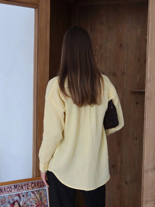 Tek Cepli Müslin Gömlek Sarı Tek Cepli Müslin Gömlek Sarı