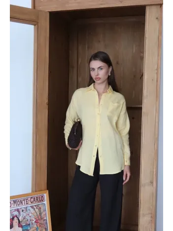Tek Cepli Müslin Gömlek Sarı