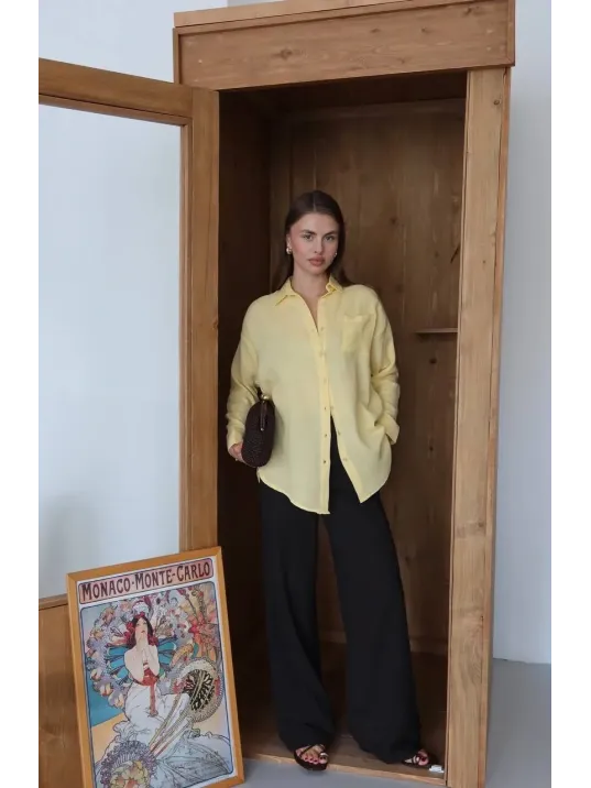 Tek Cepli Müslin Gömlek Sarı