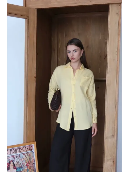 Tek Cepli Müslin Gömlek Sarı