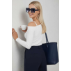 Tek Omuz İpli Bluz Beyaz T4328 Tek Omuz İpli Bluz Beyaz T4328